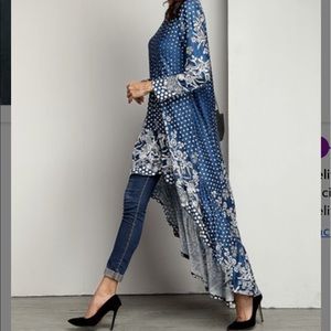 Reborn Collection Hi Low-Tunic Blue w/White Dots